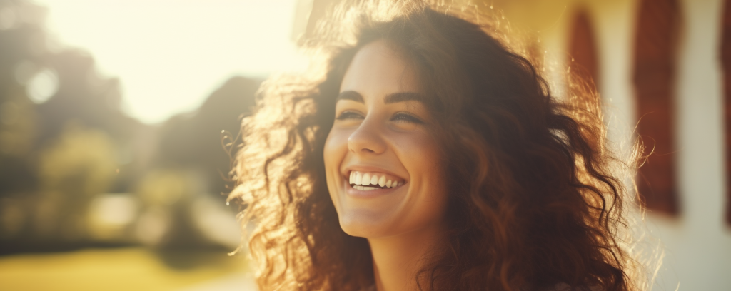 Woman smiling outside