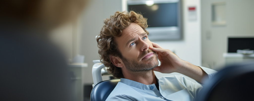 Man worried at dentist